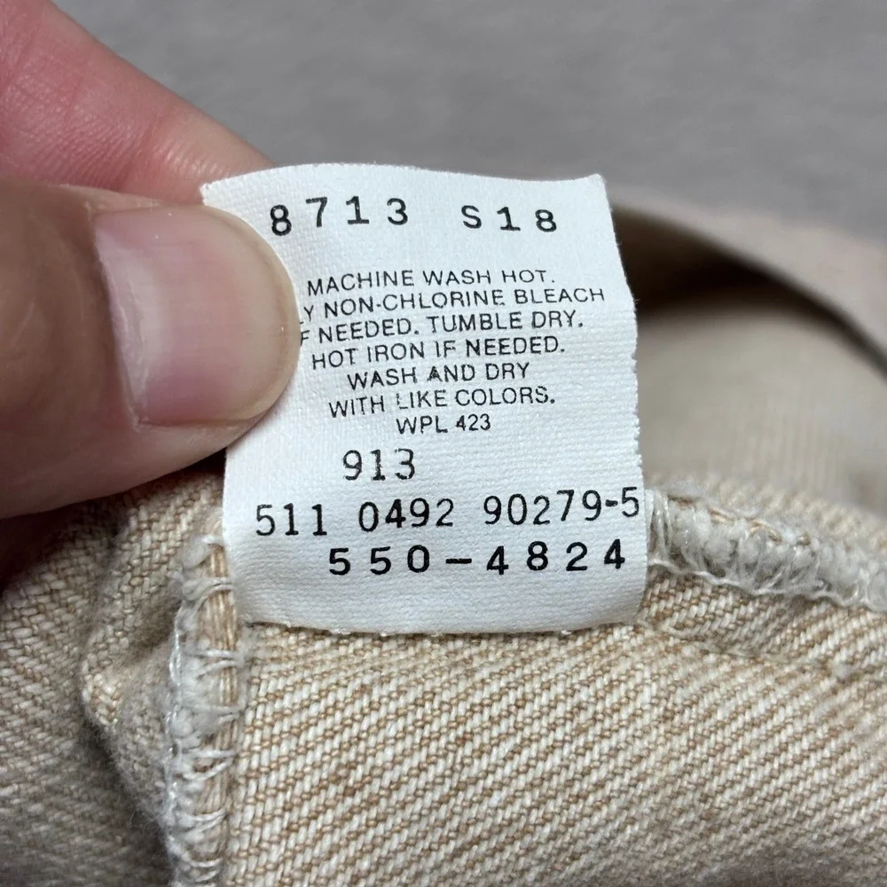 Levi's 550 Vintage 90s USA Made Tan Khaki Denim Jeans Mens 34x34 Relaxed Taper